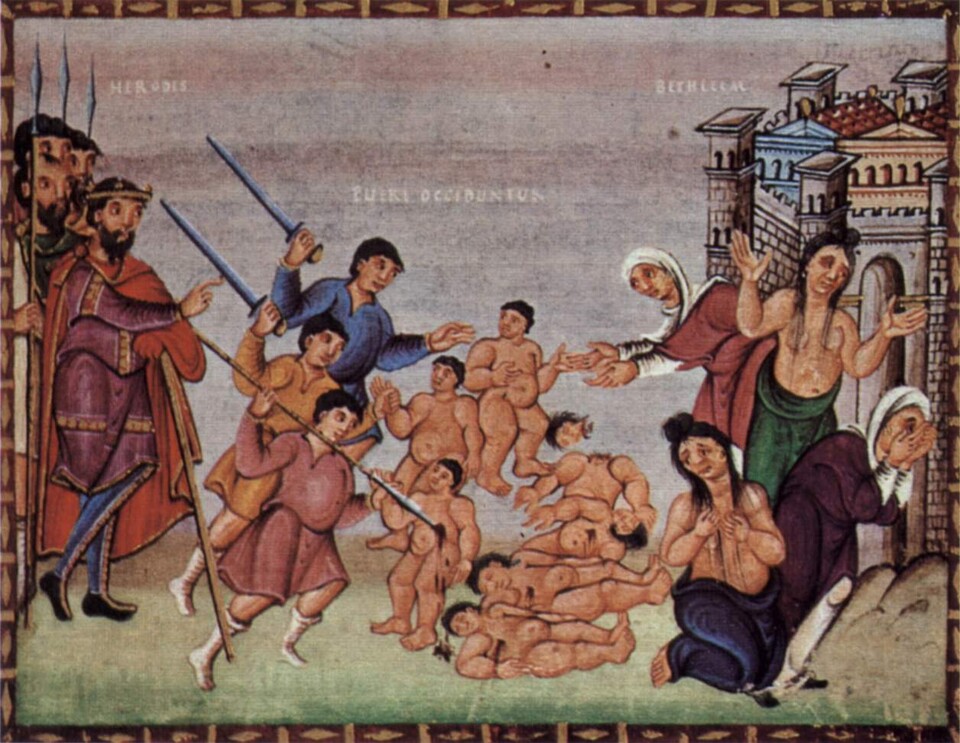 Massacre of the Innocents, 10th century depiction. Herod on the left/Public Domain